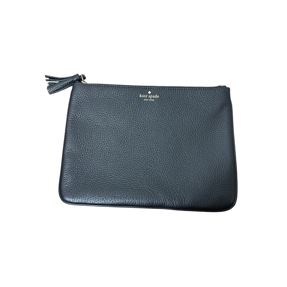 Kate Spade Black Pebble Leather Pouch 10"x7.5"